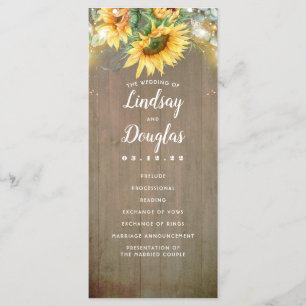 Sunflowers Rustic Country Fall Wedding Programs Programme