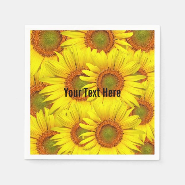 Sunflowers Rustic Country Floral Summer Yellow  Napkin (Front)