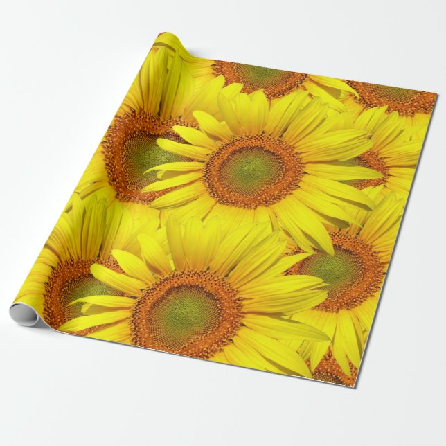 Sunflowers Rustic Country Floral Summer Yellow Wrapping Paper (Unrolled)