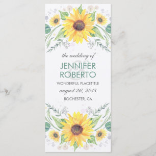 Sunflowers Rustic Country Wedding Program Programme