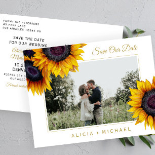 Sunflowers rustic elegant save the date wedding announcement postcard