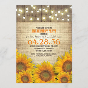 Sunflowers Rustic Engagement Party Invitations