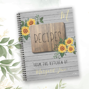 Sunflowers Rustic   Family monogram recipe book