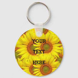 Sunflowers Rustic Floral Summer Yellow Weddings Key Ring