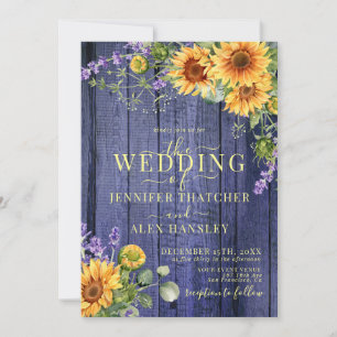 Sunflowers Rustic Floral Wedding Invitation