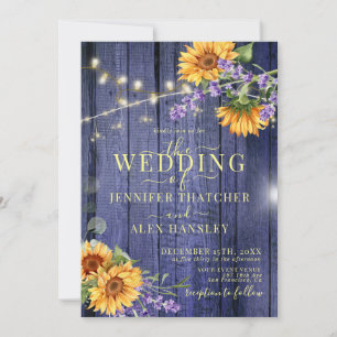 Sunflowers Rustic Floral Wedding Invitation