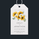 Sunflowers Rustic Floral Yellow Save The Date Gift Tags<br><div class="desc">A rustic floral design to add to your Save The Date favours for that personal touch, withsunflowers and wildflowers and foliage and simple typography. Easily personalise the text with your details. You can also change font styles and colours, as well as the background colours on either side if you wish...</div>