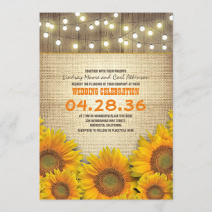 Sunflowers Rustic Wedding Invitations