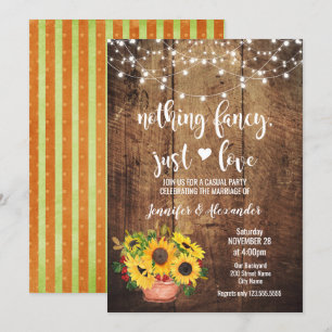 Sunflowers Rustic Wedding Reception Invitation