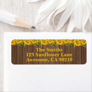 Sunflowers Rustic Wedding Return Address Labels