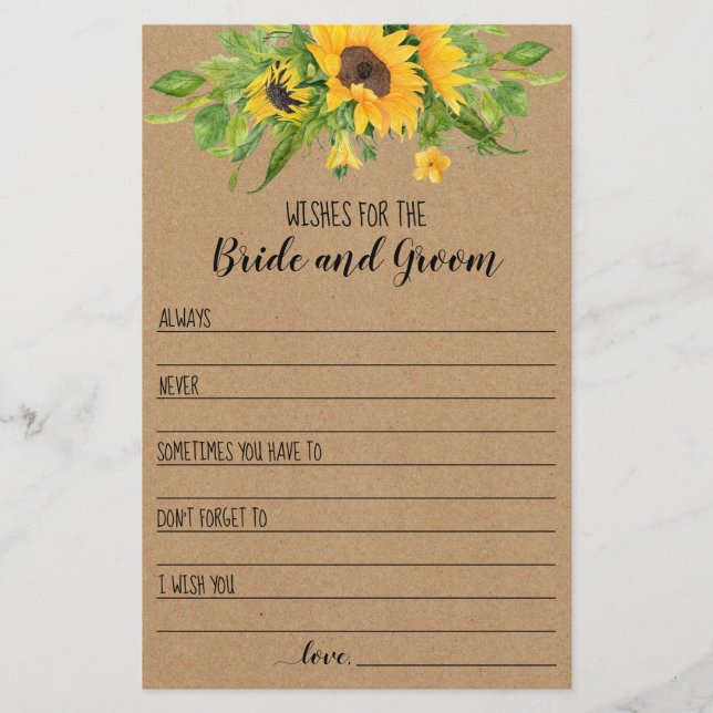 Sunflowers Rustic Wishes for the Couple Card (Front)