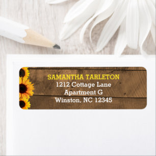 Sunflowers & Rustic Wood Address Labels