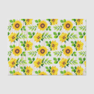 Sunflowers & Rustic Wood Botanical Pattern Party Tissue Paper