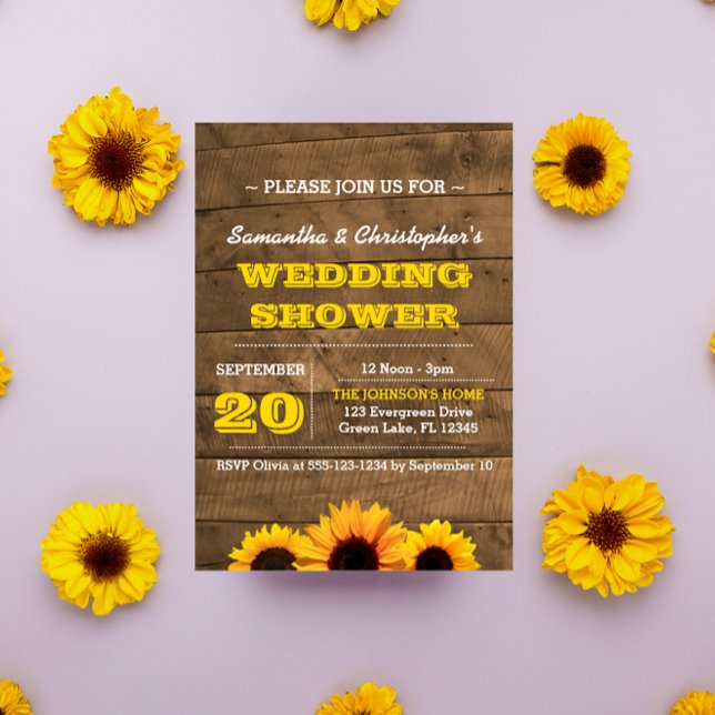 Sunflowers & Rustic Wood Bridal Shower Invitation (Creator Uploaded)