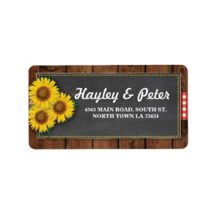 Sunflowers Rustic Wood Chalk Address Labels