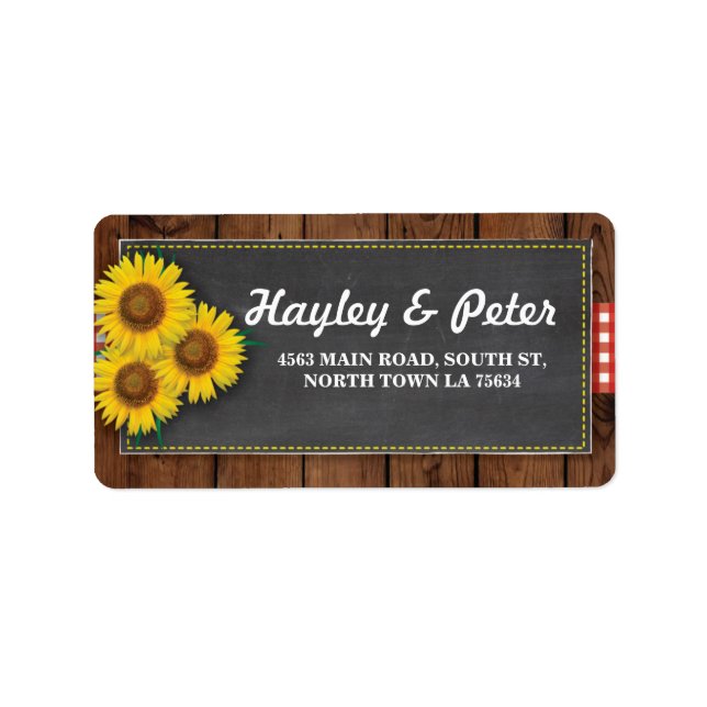 Sunflowers Rustic Wood Chalk Address Labels (Front)