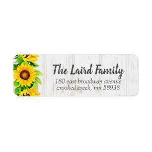 Sunflowers & Rustic Wood Country Return Address
