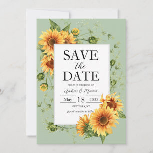Sunflowers Sage Green Wedding Save The Date