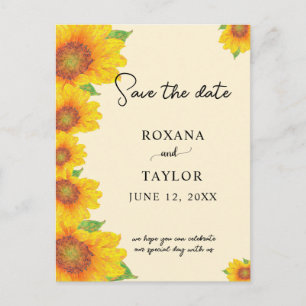 Sunflowers Save the Date Floral Wedding Postcard