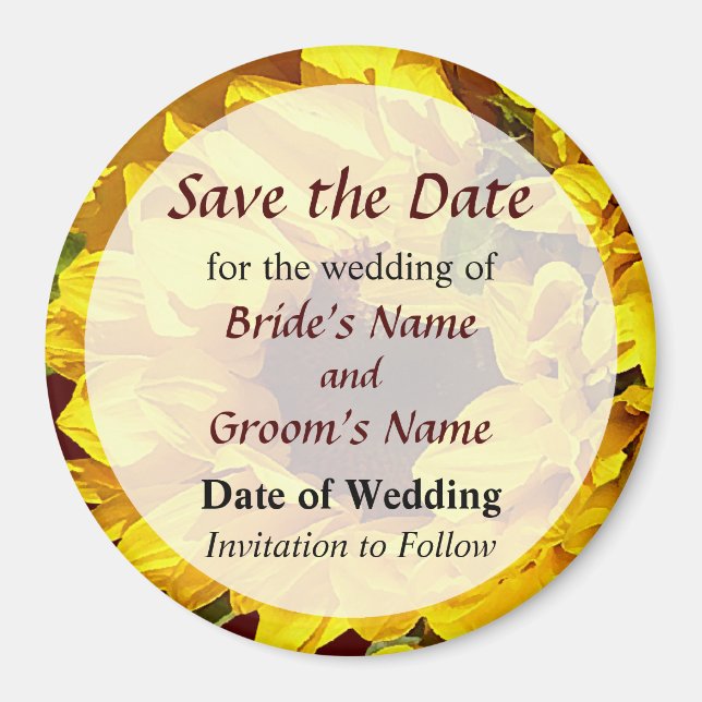 Sunflowers Save the Date Magnet (Front)