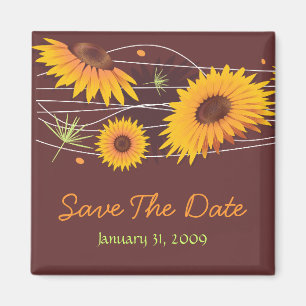 Sunflowers Save The Date Wedding Announcement 2 Magnet