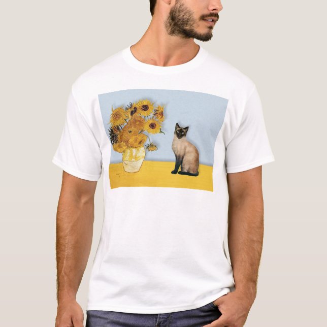 Sunflowers - Seal Point Siamese cat T-Shirt (Front)