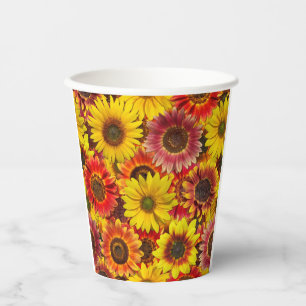 Sunflowers Seamless Pattern Paper Cups