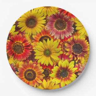 Sunflowers Seamless Pattern Paper Plate