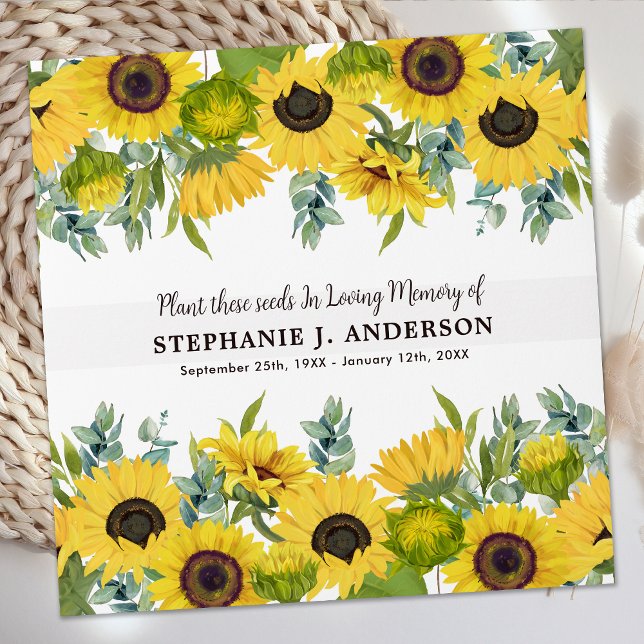 Sunflowers Seed Packet Custom Memorial Funeral  Envelope (Creator Uploaded)