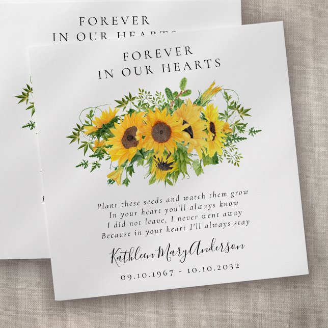 Sunflowers Seed Packet Memorial Funeral  Envelope (Creator Uploaded)