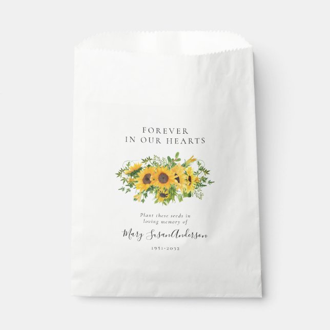 Sunflowers Seed Packet Memorial Funeral Favour Bags (Front)