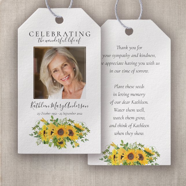 Sunflowers Seed Packet Memorial Funeral Favour Tag (Creator Uploaded)