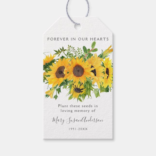Sunflowers Seed Packet Memorial Funeral Favour Tag (Front)