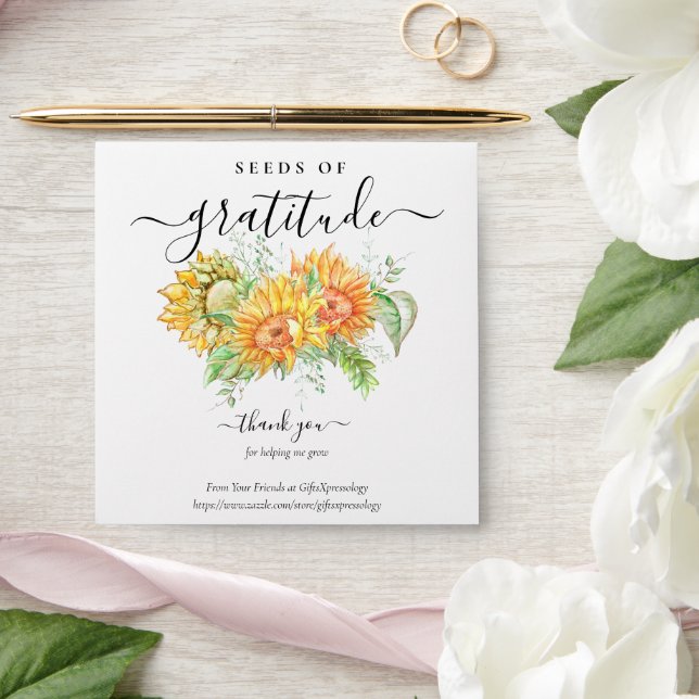 Sunflowers Seeds of Gratitude Gift Seed Packet  Envelope (Wedding)