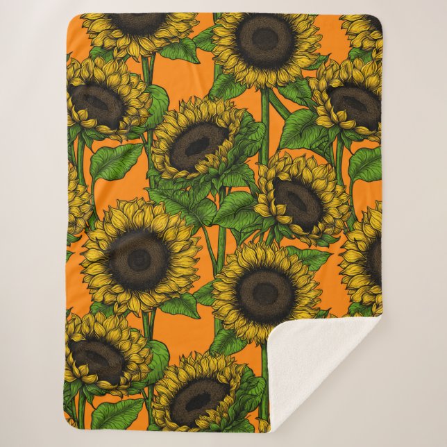 Sunflowers Sherpa Blanket (Front)