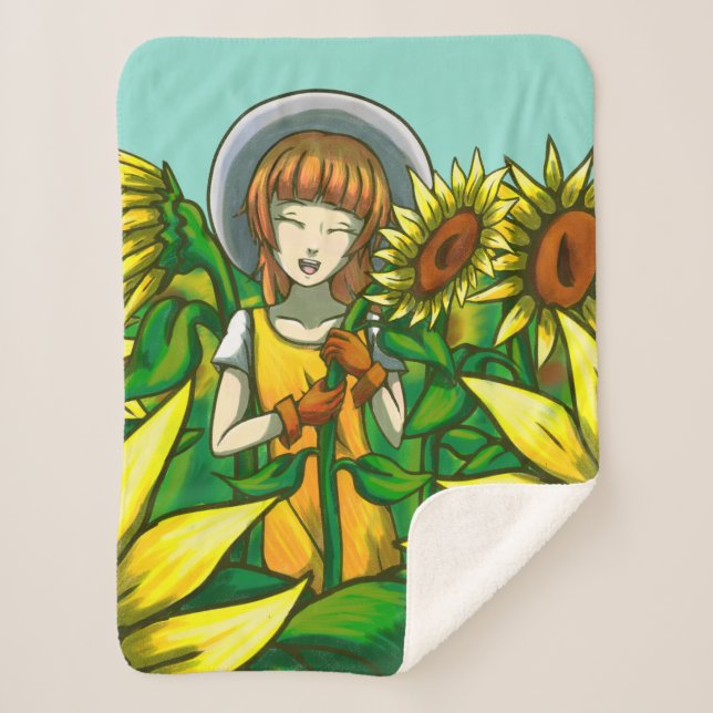 Sunflowers Sherpa Blanket (Front)
