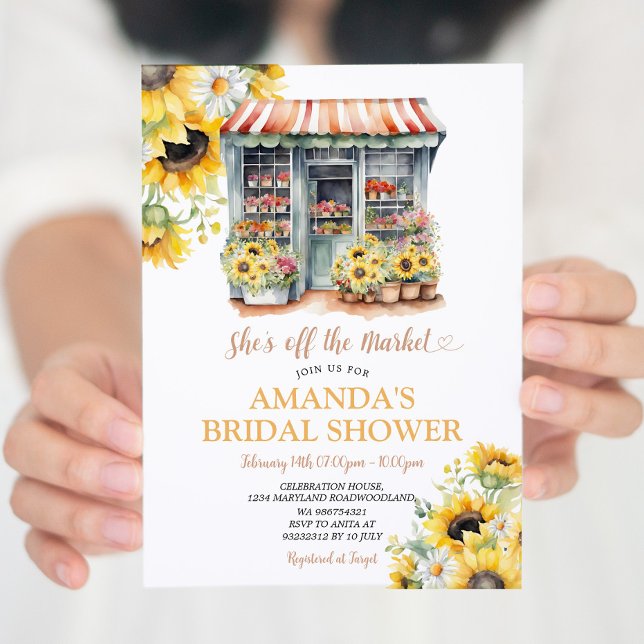 Sunflowers She's Off The Market Bridal Shower Invitation (Creator Uploaded)