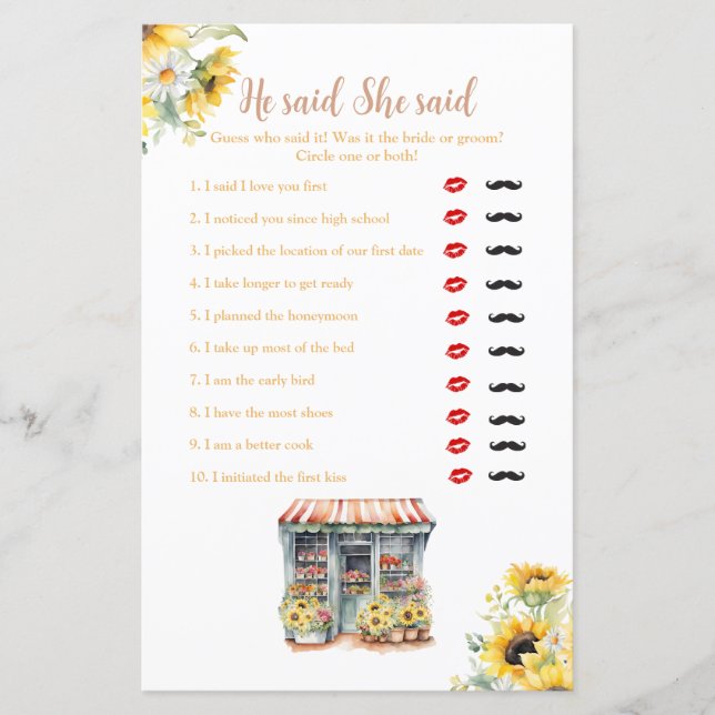 Sunflowers She's Off The Market He Said She Said (Front)