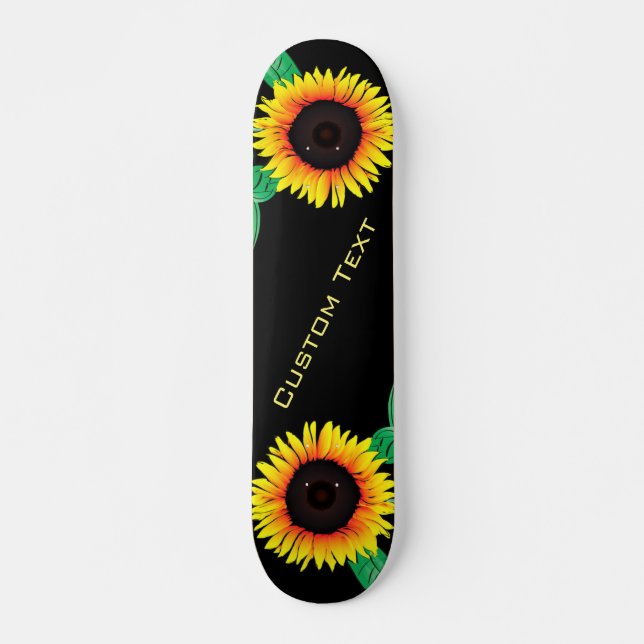 Sunflowers Skateboard - Custom Text and Colours (Front)