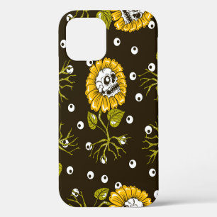sunflowers skulls seamless pattern iPhone 12 case