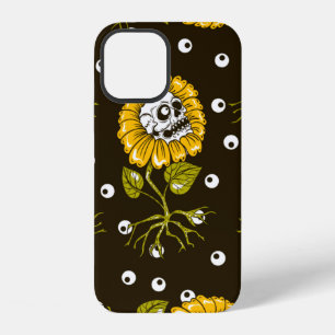 sunflowers skulls seamless pattern iPhone 12 case