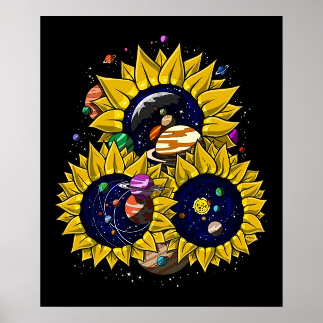 Sunflowers Space Solar System Poster (Front)