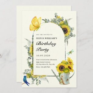 Sunflowers spring birthday invitation