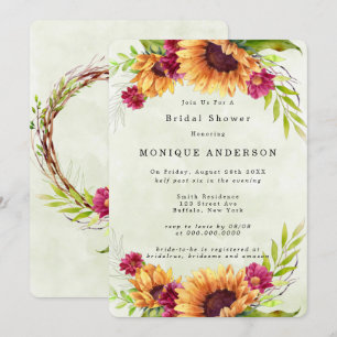 Sunflowers Spring Pink Floral  Bridal Shower Invitation