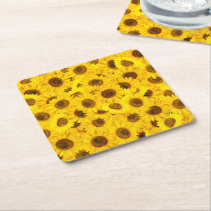 Sunflowers Square Paper Coaster