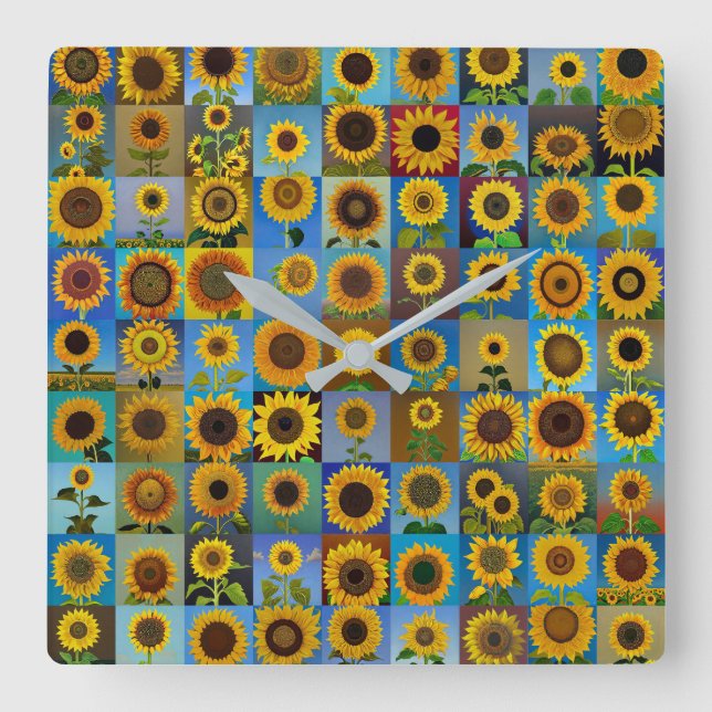 Sunflowers Square Wall Clock (Front)