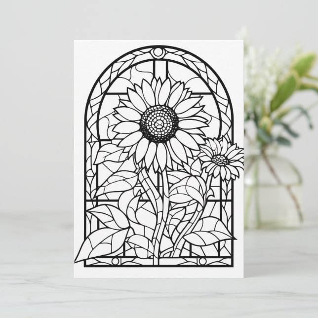 Sunflowers Stained Glass | Colour Your Own Greetin (Standing Front)