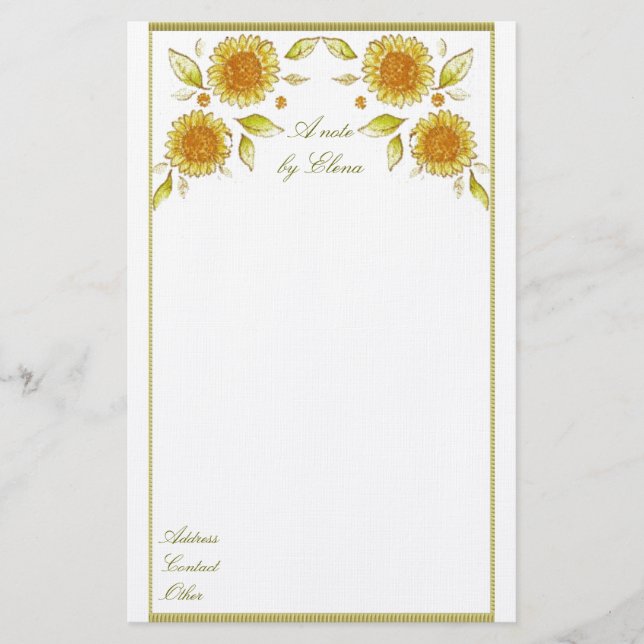 Sunflowers Stationery (Front)
