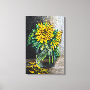 Sunflowers Still Life Acrylic Painting Canvas Print