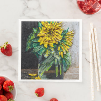 Sunflowers Still Life Acrylic Painting Napkin